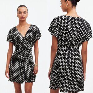 Madewell Ruched V-Neck Mini Dress in Floral Size 2